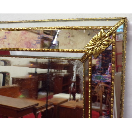 179 - Edwardian design oblong bevelled glass wall mirror with ormolu mounts and inset glass panels