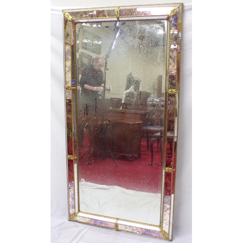 179 - Edwardian design oblong bevelled glass wall mirror with ormolu mounts and inset glass panels