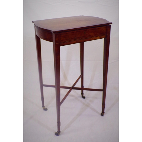 201 - Edwardian inlaid and crossbanded mahogany and rosewood occasional or work table with rounded borders... 