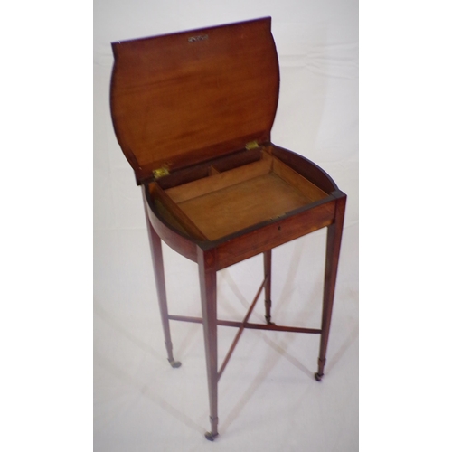 201 - Edwardian inlaid and crossbanded mahogany and rosewood occasional or work table with rounded borders... 