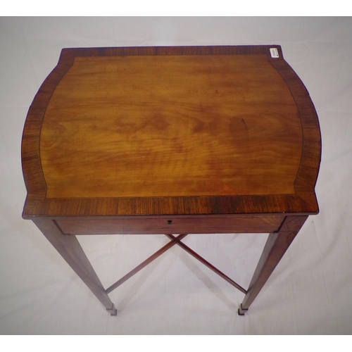 201 - Edwardian inlaid and crossbanded mahogany and rosewood occasional or work table with rounded borders... 