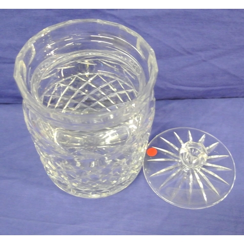 203 - Waterford Crystal cut glass biscuitaire with lid and hobnail decoration