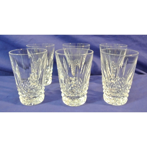 224 - Set of 6 Waterford crystal cut glass small tumblers with strawberry diamonds