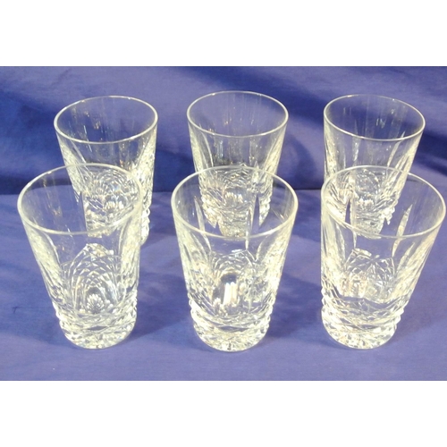 224 - Set of 6 Waterford crystal cut glass small tumblers with strawberry diamonds