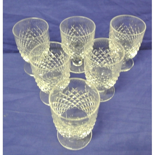 234 - Set of six Waterford Crystal port glasses with strawberry diamond decoration