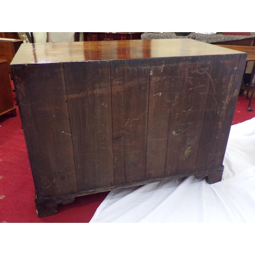 35 - Georgian mahogany chest of three drawers, the drawers with brass drop handles, on bracket feet