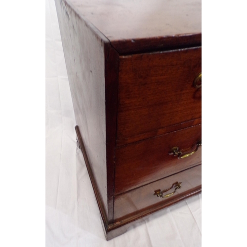 35 - Georgian mahogany chest of three drawers, the drawers with brass drop handles, on bracket feet