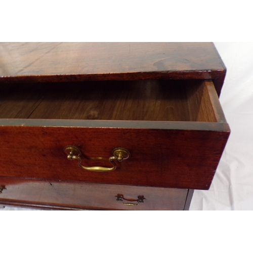 35 - Georgian mahogany chest of three drawers, the drawers with brass drop handles, on bracket feet