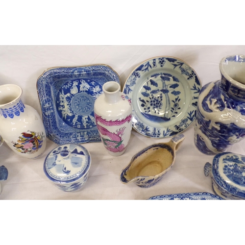 6 - Assorted lot of blue and white and other ware in box