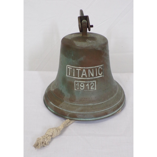 78 - Replica brass 'Titanic' ships bell and accompanying newspaper