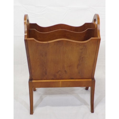 79 - Edwarding style walnut two sectioned canterbury with shaped legs