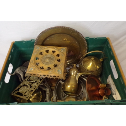 8 - Assorted lot of brassware, etc in box