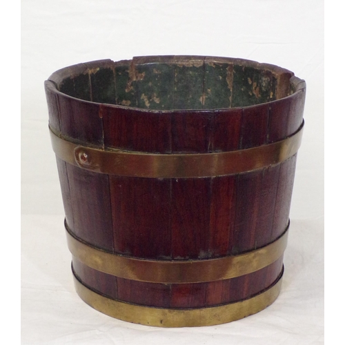 88 - Georgian mahogany round peat bucket with brass banding