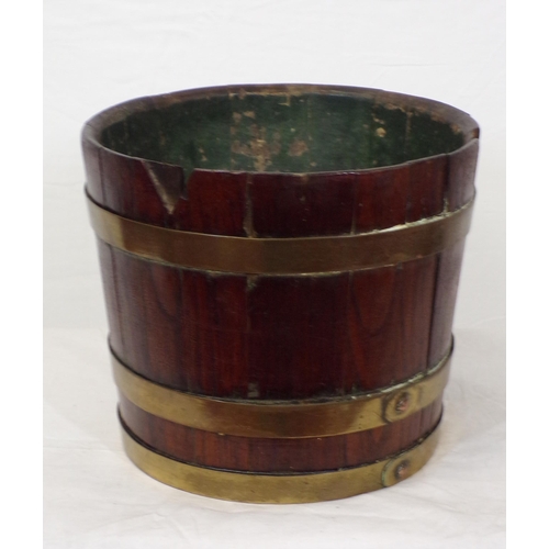 88 - Georgian mahogany round peat bucket with brass banding