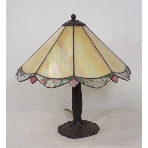 92 - Art Deco style electric table lamp with panelled shade and shaped base