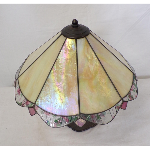 92 - Art Deco style electric table lamp with panelled shade and shaped base