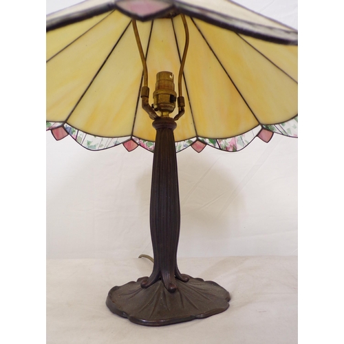 92 - Art Deco style electric table lamp with panelled shade and shaped base