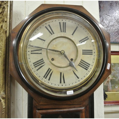 108 - American School wall clock with circular brass framed dial by Ansonia Clock Company New York