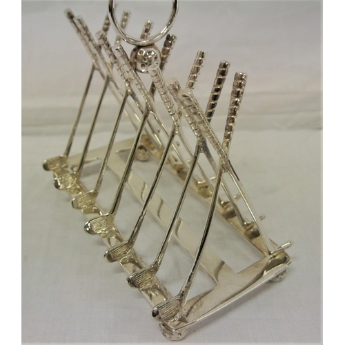 13 - Silver plated toast rack with golf club decoration