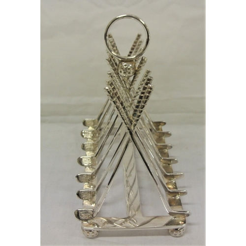 13 - Silver plated toast rack with golf club decoration