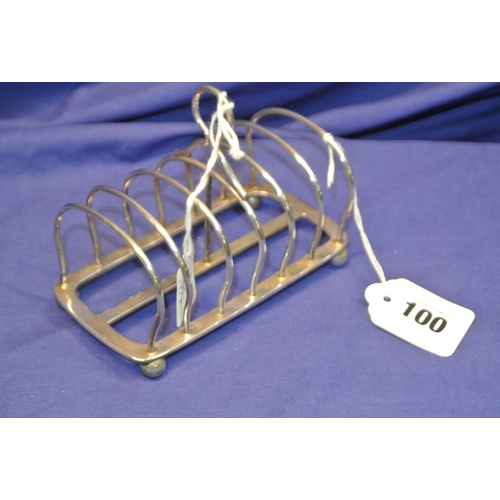 100 - Edward VII London silver 6 bar toast rack, 1917, hight 9x13x7cm