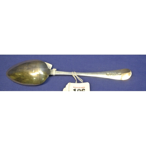 106 - George IV London silver bright cut tablespoon, 1826 22cm