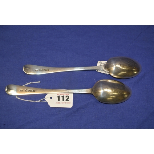 112 - Pair of London silver bright cut tablespoons, the handles with initialled cartouches, by G. Gray, 17... 