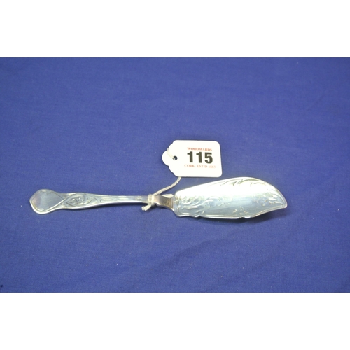 115 - Victorian London silver fish slice by 'T.S', 1863, 20cm