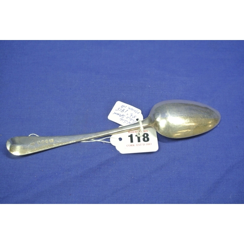 118 - George III London silver tablespoon with crested handle, by 'I.B', 1815, 22.5cm