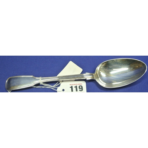 119 - London silver tablespoon with thread edge fiddle pattern handle, by 'CL', 22.5cm