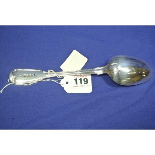 119 - London silver tablespoon with thread edge fiddle pattern handle, by 'CL', 22.5cm