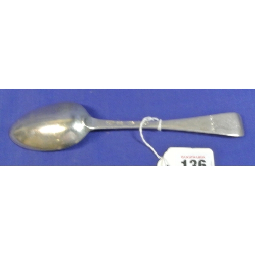 136 - Irish George III Silver tablespoon with crested old Irish pattern handle by William Williamson, Dubl... 