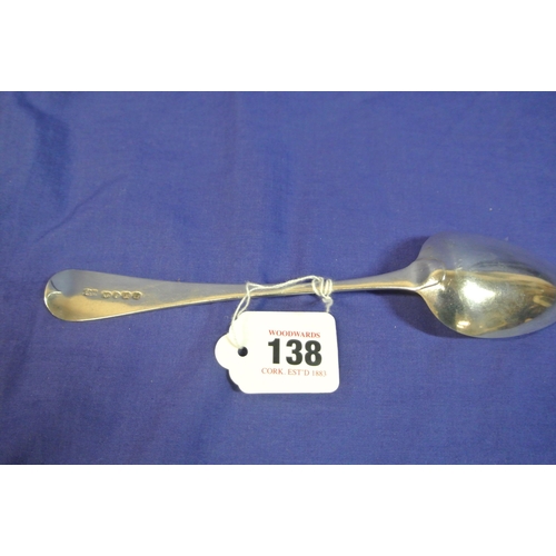 138 - George IV London silver tablespoon with crested handle, by W. Bateman, 1825, 23cm