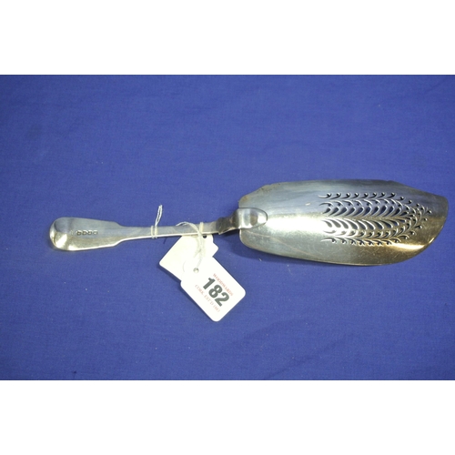 182 - George III London silver fish slice with crested fiddle pattern handle, by Richard Turner, 1817, 31c... 