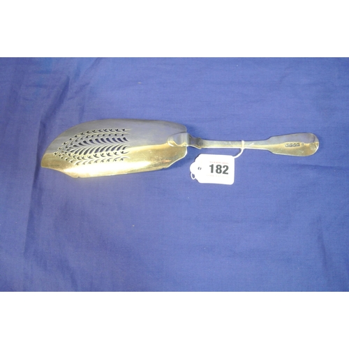 182 - George III London silver fish slice with crested fiddle pattern handle, by Richard Turner, 1817, 31c... 