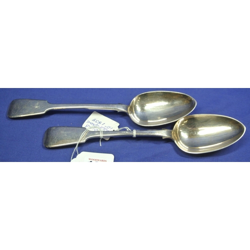 184 - Pair of Scottish silver tablespoons with fiddle pattern handles, Edinburgh, 23cm, 157g