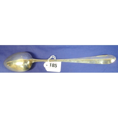 185 - Irish George III silver bright cut serving spoon with initialled cartouche, by John Pittar, Dublin 1... 