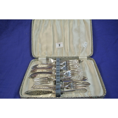 2 - 12 piece silver plated Newbridge fish service with Celtic handles, in presentation case