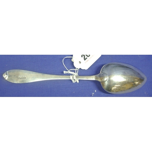 201 - Irish silver bright cut serving spoon by Richard Sawyer, Dublin 1811, 23cm, 59g