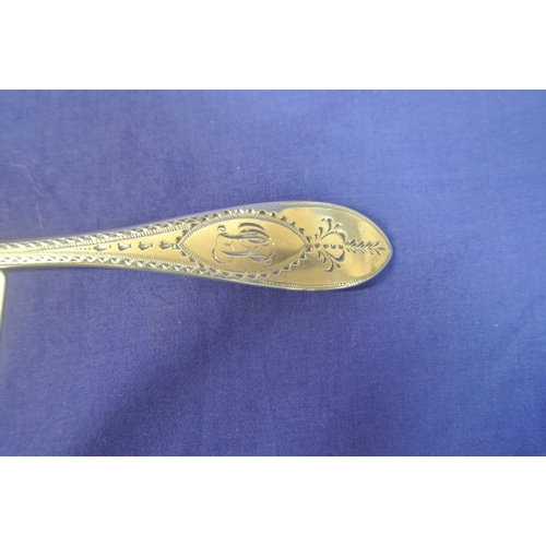 201 - Irish silver bright cut serving spoon by Richard Sawyer, Dublin 1811, 23cm, 59g