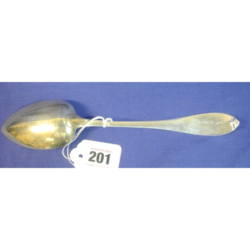 201 - Irish silver bright cut serving spoon by Richard Sawyer, Dublin 1811, 23cm, 59g