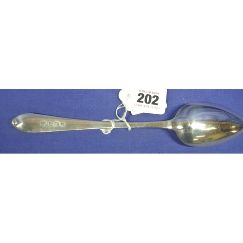 202 - Irish silver bright cut serving spoon by John Keene, Dublin 1798, 23cm, 57g