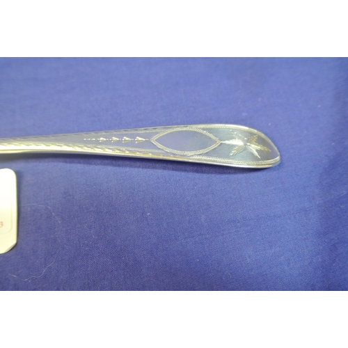 203 - Irish silver bright cut serving spoon by Samuel Neville, Dublin 1805, 23cm, 58g