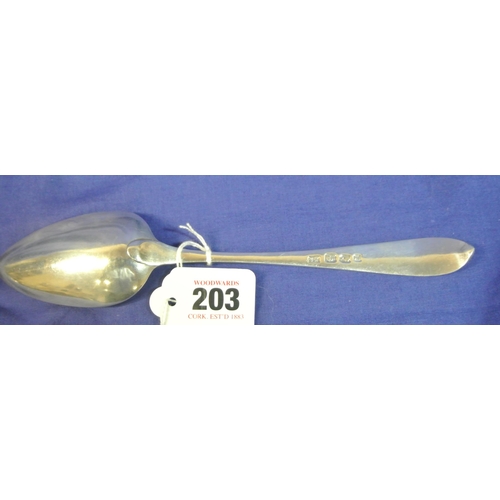 203 - Irish silver bright cut serving spoon by Samuel Neville, Dublin 1805, 23cm, 58g