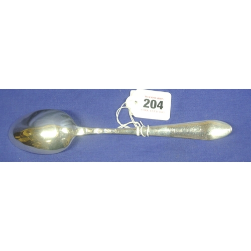 204 - Irish silver bright cut serving spoon by John Shiels, Dublin 1764, 23cm, 58g