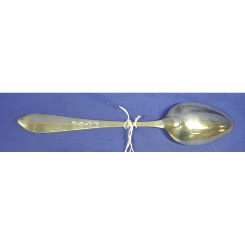 207 - Irish silver bright cut serving spoon by John Dalrymple, Dublin 1793, 23cm, 55g