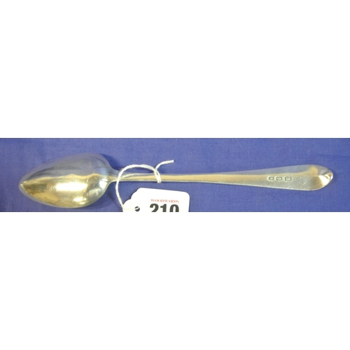 210 - Irish silver bright cut serving spoon, Dublin 1798, 23cm, 71g