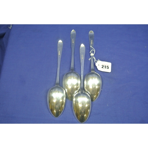 215 - Set of four Irish silver bright cut serving spoons by Thomas Meade, Dublin 1834. 23cm, 248g