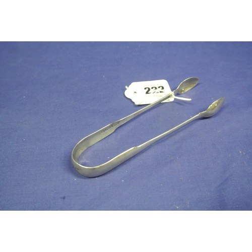 222 - Irish silver bright cut ice or sugar tongs with oval grips, by Jas. A. Henzell, Dublin 1807. 15cm, 3... 