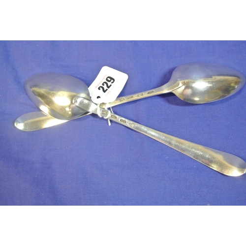 229 - Pair of Irish silver bright cut serving spoons by John Osborne, Dublin 1794. 25cm, 142g